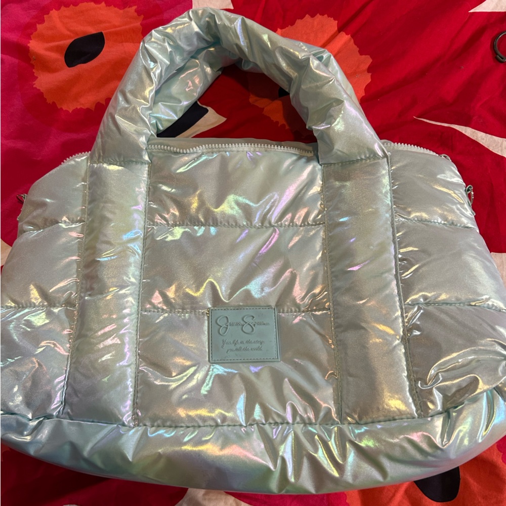 Jessica Simpson Iridescent Silver Shoulder Bag, no shoulder strap